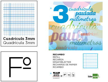 [RF23] Recambio 3X3 pautaguia Fº 75G 100H Liderpapel