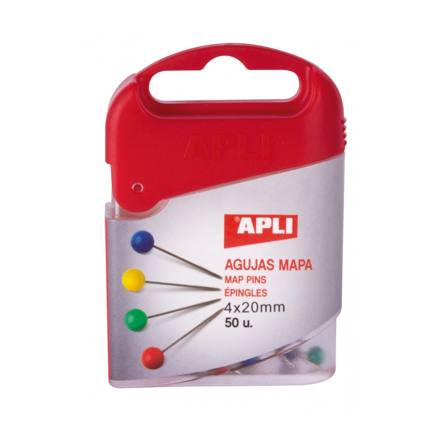 [12348] Agujas mapa colores surtidos 4x20mm 50u Apli