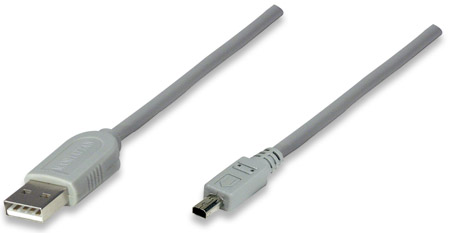 [332804] Cable USB 2.0 Tipo A (m) a Tipo mini USB B (m) 4 pin 1.80 m Gris