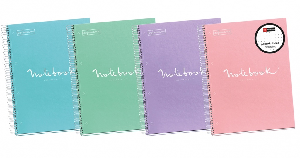 Cuaderno espiral Dots A5 90g 80h 1B T/D 2T microperforado Emotions MR