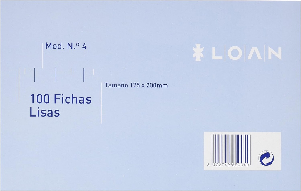 [F-4L] Fichas lisas Nº 4 125x200mm 100uds Loan