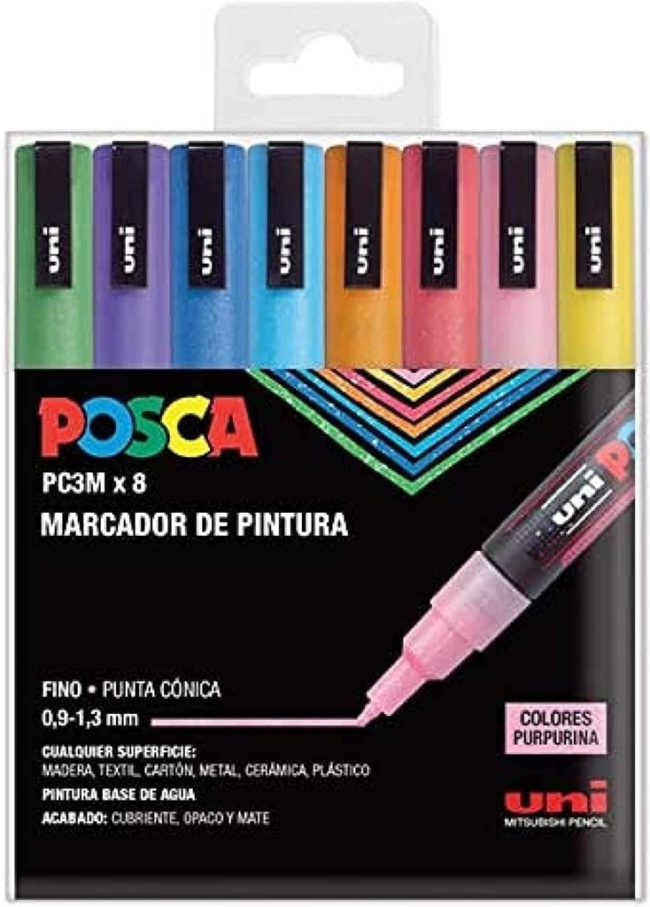 [182634671] Marcador PC3M 8uds colores purpurina Posca