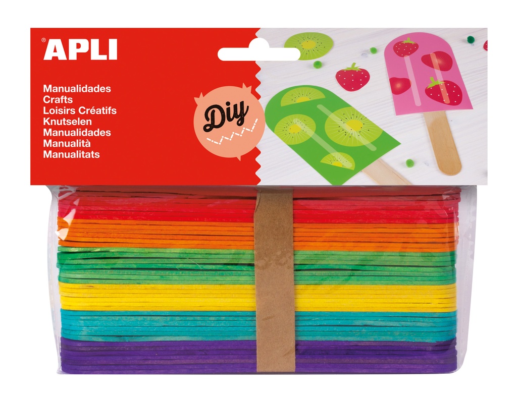[13269] Palos polo jumbo de madera en colores surtidos 40uds Apli