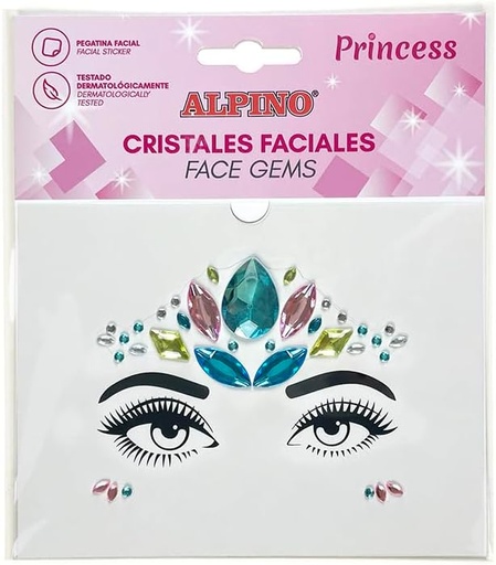 [DL000630] Gemas Faciales Adhesivas Princess | Pegatinas Brillantes para la Cara | Maquillaje para Festivales, Carnaval y Halloween | Pegatinas faciales Brillantes Alpino