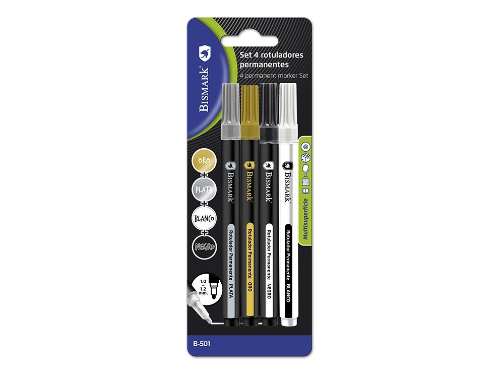 [330267] Rotuladores oro/plata/bronce/blanco permanente 1-2mm Bismark