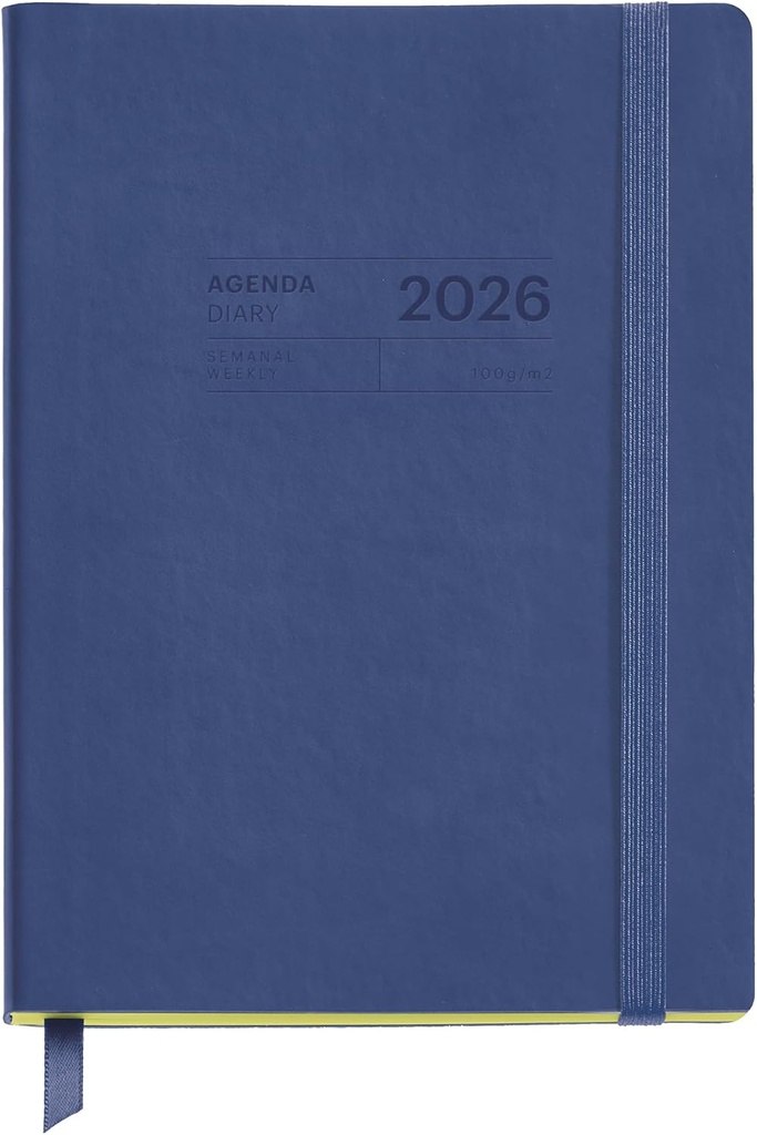 [MR26943] Agenda 16 Meses 25-26, Planificación de Septiembre 2025 a Diciembre 2026, Tamaño 140 x 190 mm, Semana Vista, Cubierta Cosida de Símil Piel, Español-Inglés-Portugués 