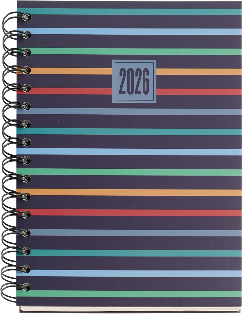 [MR34292] Agenda 16 Meses 25-26, Planificador Semanal: Septiembre 2025 a Diciembre 2026, Tamaño 155 x 213 mm, Semana Vista, Espiral Metálico, Cubierta de Cartón Forrado, Español-Inglés-Portugués