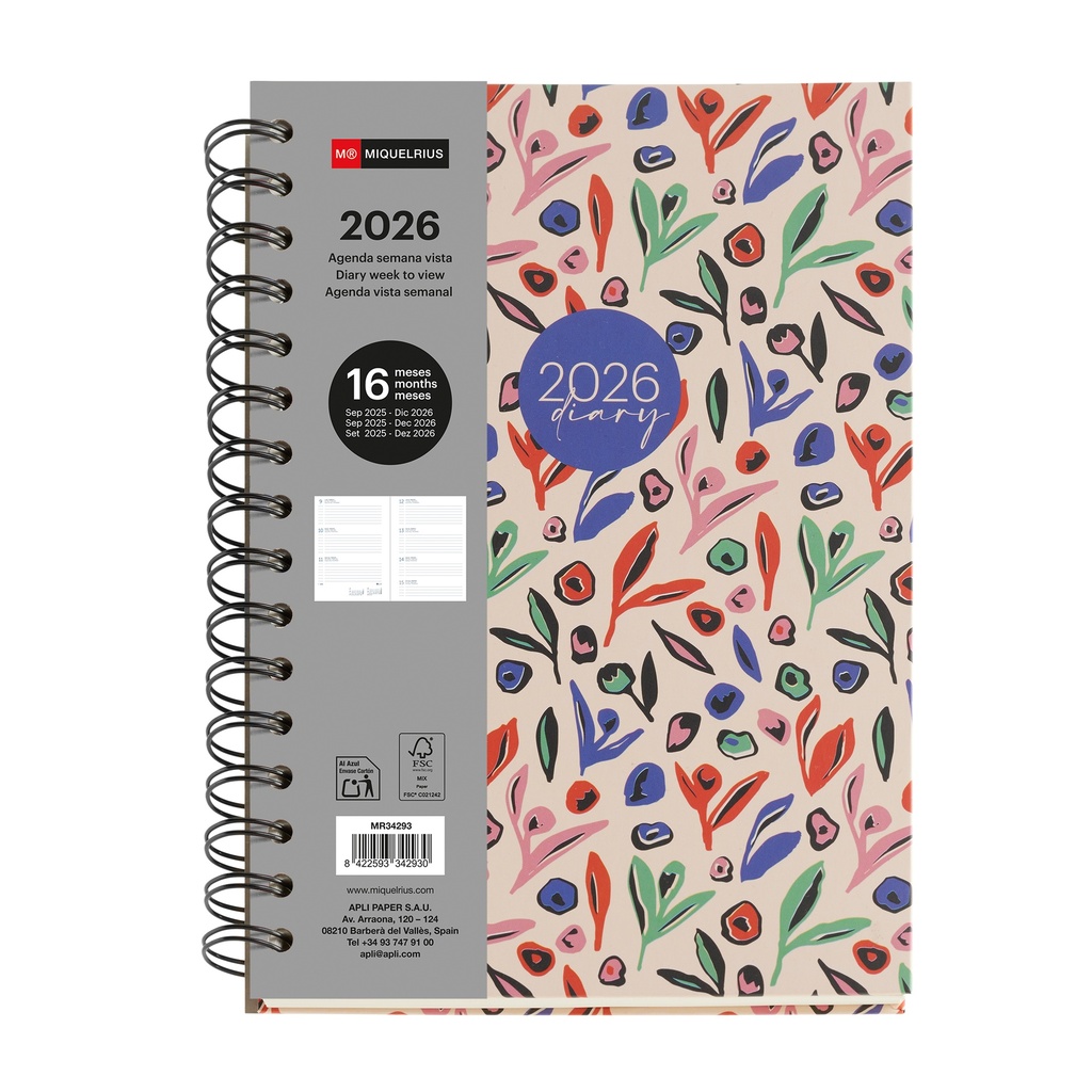 [MR34293] Agenda 16 Meses Plus Semana Vista Garden 25_26