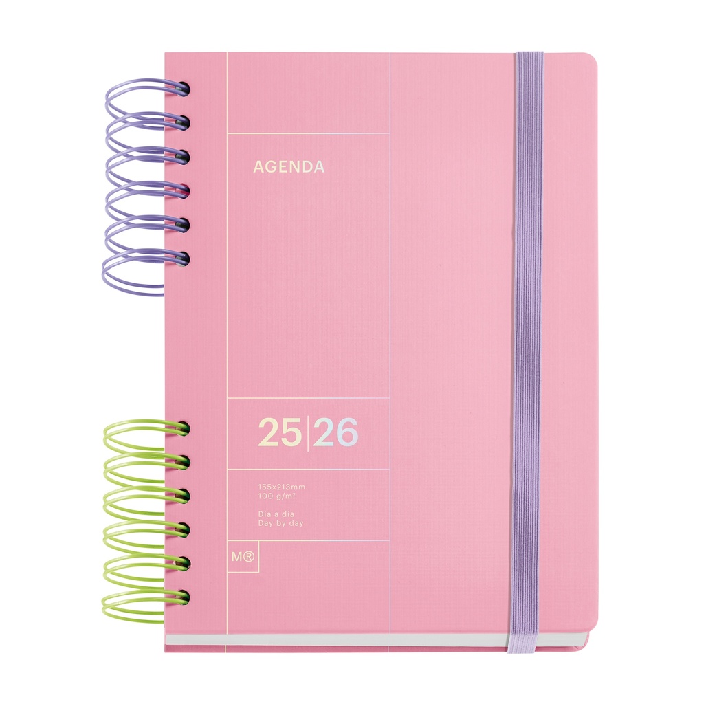 [MR26935] Agenda Escolar Plus Wire-O Día Página Rosa Back To Basics 25_26