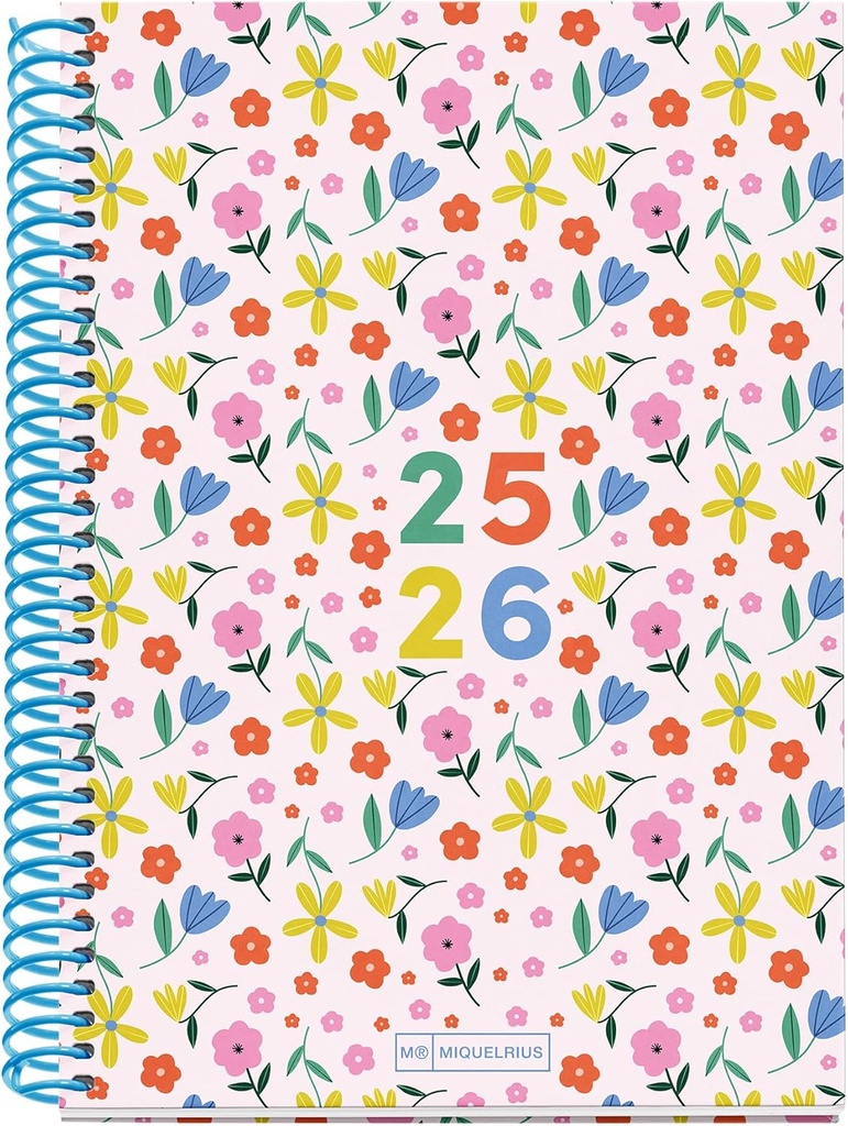 [MR26883] Agenda Escolar 25-26, Planificador 10 Meses: Septiembre 2025 a Junio 2026, Espiral de plásico, Tamaño 150 x 213 mm, Semana Vista, Vuelta al cole con estilo y diversión, Español-Inglés Miquelrius