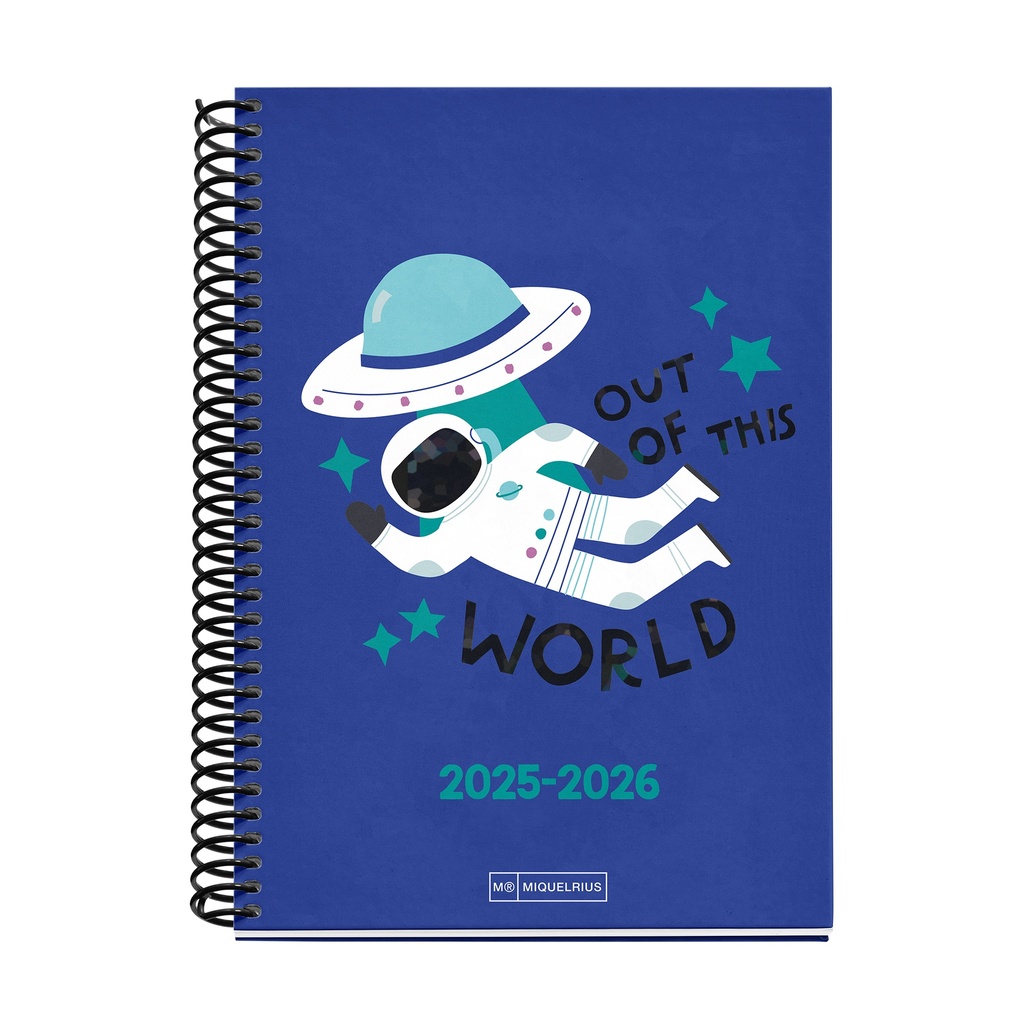 [MR26885] Agenda Escolar 25-26, Planificador 10 Meses: Septiembre 2025 a Junio 2026, Espiral de plásico, Tamaño 150 x 213 mm, Semana Vista, Vuelta al cole con estilo y diversión, Español-Inglés Miquelrius