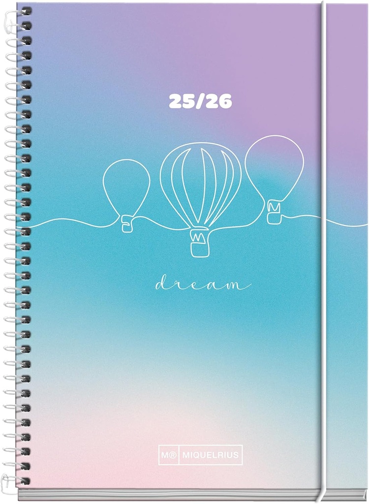 [MR26843] Agenda Escolar 25-26, Planificación 10 meses: de Septiembre 2025 a Junio 2026, Tamaño 117 x 174 mm, Semana Vista, Cubierta de Cartón Forrado, Espiral Metálico Blanco, Español-Inglés 