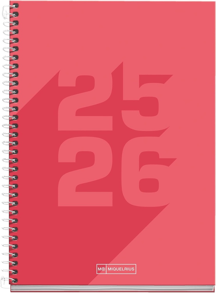 [MR26978] Agenda Escolar 25-26, Planificador 10 Meses: Septiembre 2025 a Junio 2026, Tamaño 150 x 213 mm, Semana Vista, Cubierta de Cartón Forrado, Espiral metálico, Español-Inglés Miquelrius 