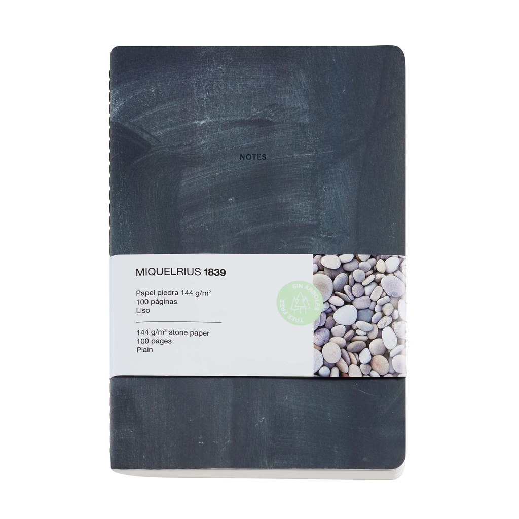 [MR8219] Libreta liso A5 140g 50h papel piedra negro Miquelrius