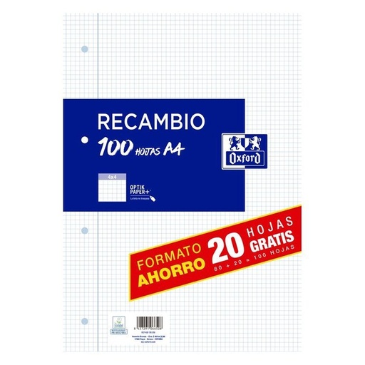 [400195058] Recambio 4x4 A4 90g 80+20h 4T Oxford