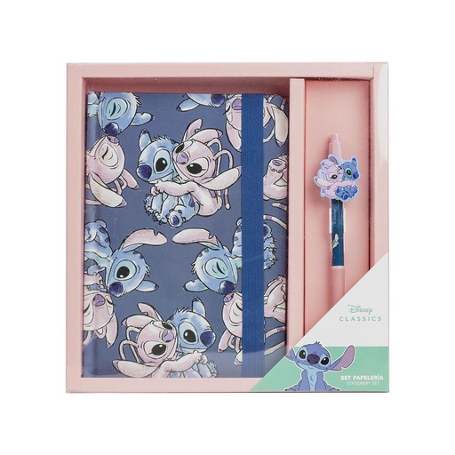 [8445484310818] Set de Papeleria Inspirado en Stitch - Color Azul - 23 X 24 X 3 Cm - Incluye Cuaderno y Bolígrafo - Producto Original Diseñado en España 