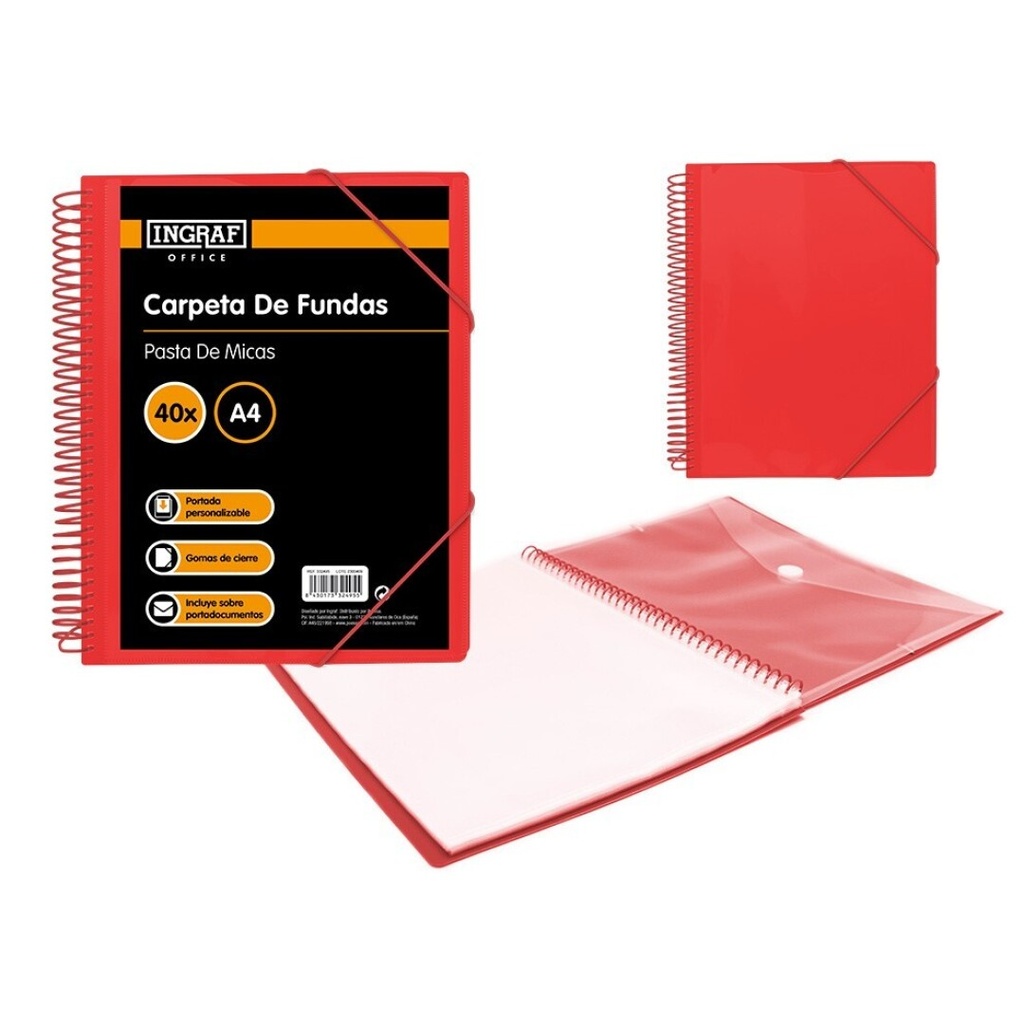 Carpeta espiral 40 fundas A4 personalizable con sobre Ingraf