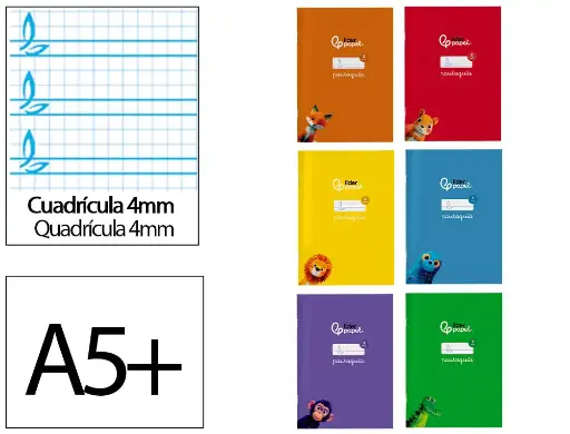 [LB36] Libreta 4X4 pautaguia A5+ 75g 32h T/B colores surtidos Liderpapel