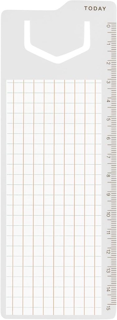 [MR13385] Regla marcapáginas 15 cm con bloc de notas adhesivas cuadriculadas 50 x 125 mm, 32 hojas para agendas, cuadernos y planificación diaria, Plan&Mark XL cuadrícula Miquelrius