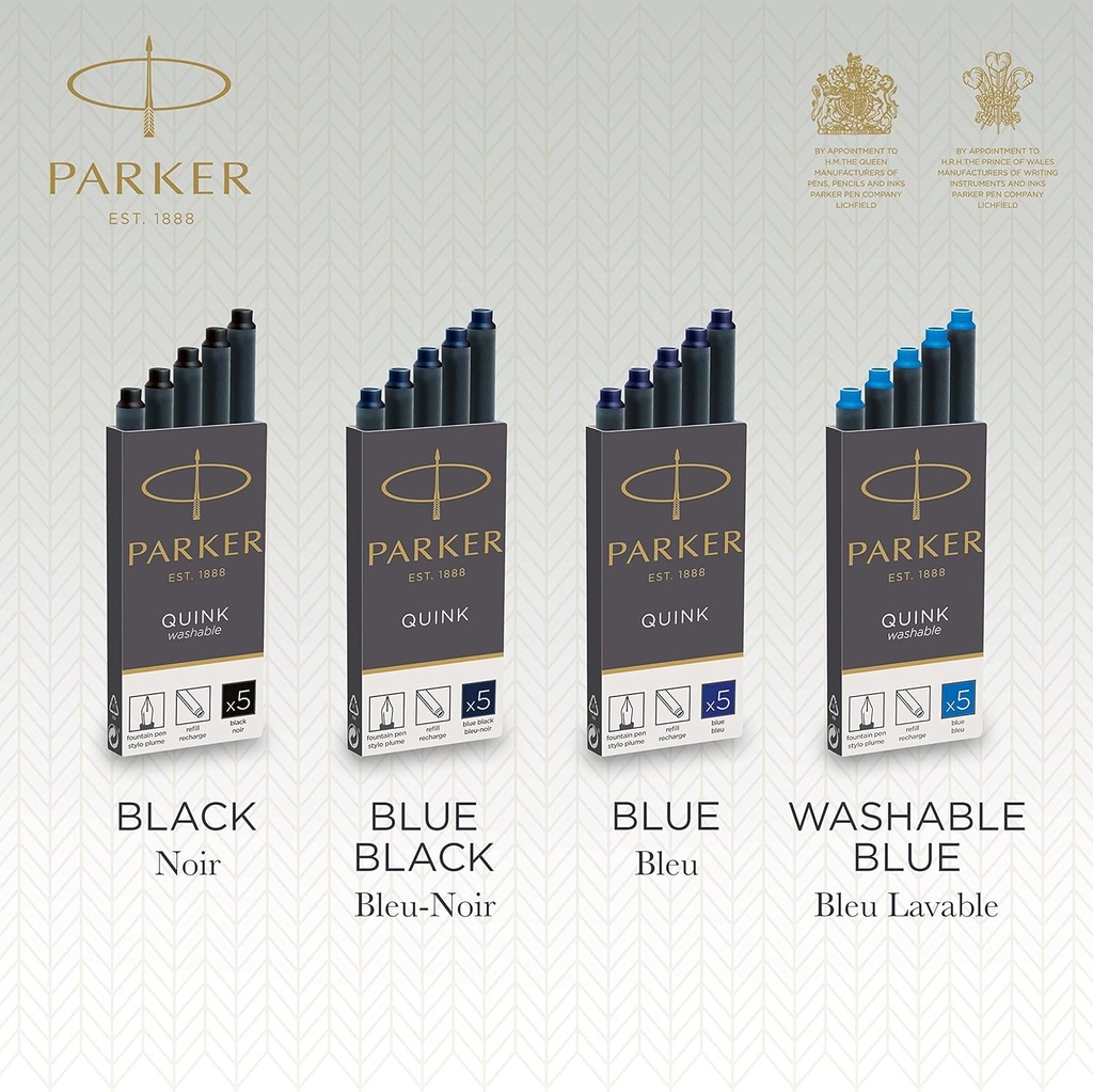 Recambio plumas estilográficas largo 5uds Parker