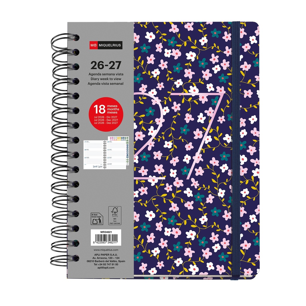[MR34621] Agenda 18 meses Plus W-O S/V LILAC PETITE 26_27 Miquelrius