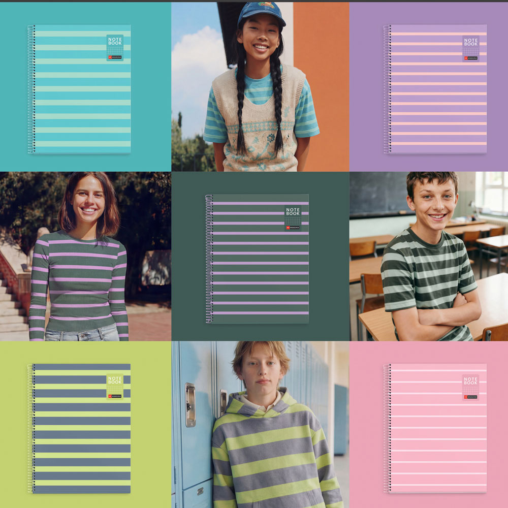Cuaderno espiral 5X5 A5 90g 80h 1B T/D 2T microperforado Between The Lines Miquelrius 