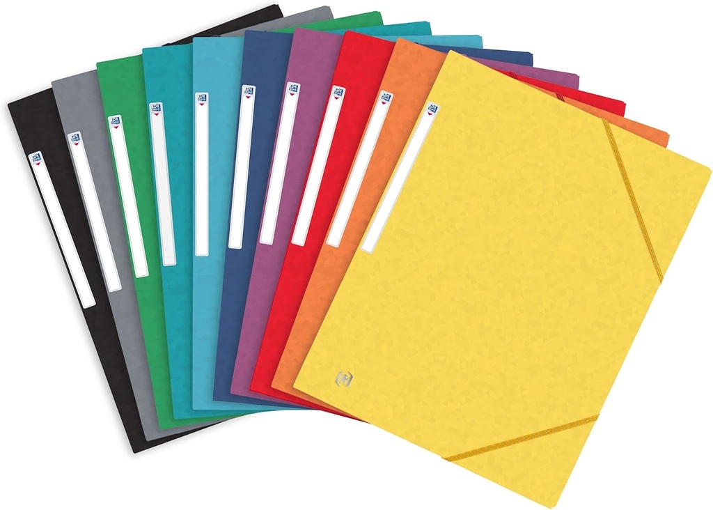 [400114319] Carpeta Gomas A4 3 solapas cartulina Top File colores surtidos vivos  Oxford