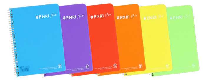 [400133618] Cuaderno espiral liso 4º 90g 80h T/P C/M colores surtidos Enri