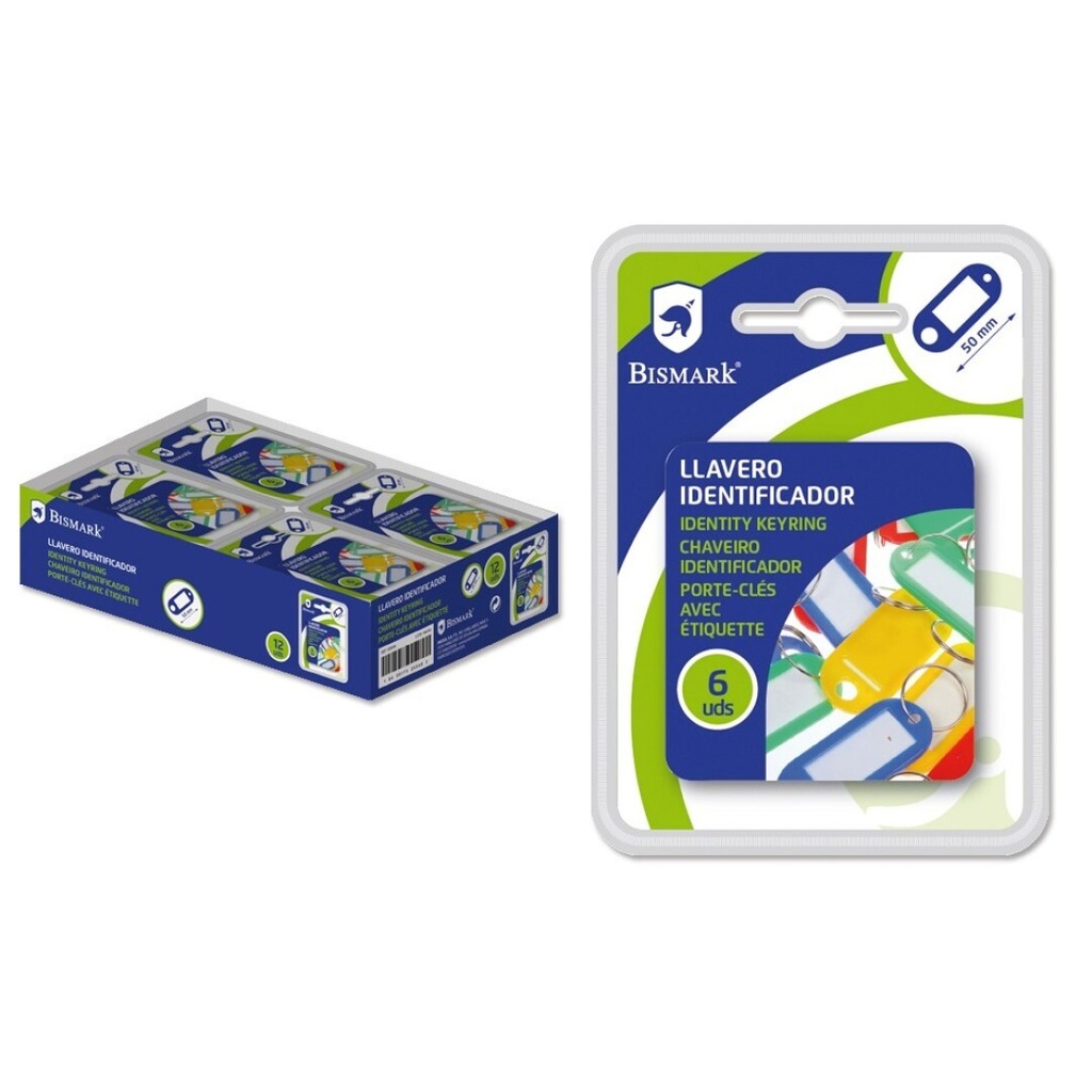 [8430173285485] Llavero plástico 5cm colores surtidos 6uds Bismark