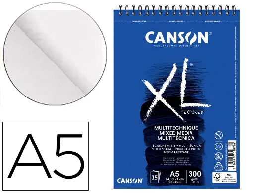 [C200001872] Bloc espiral acuarela A5 XL 300g 15h microperforado Canson