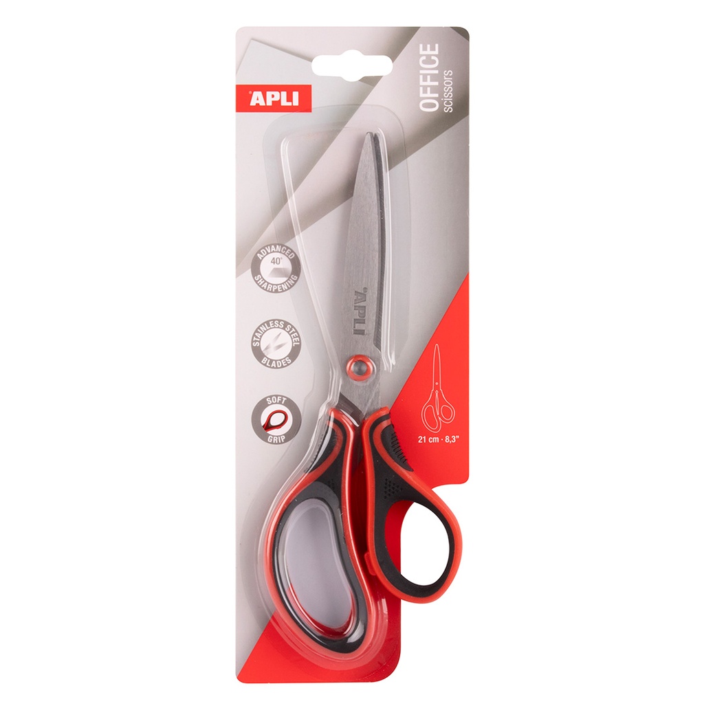 [20668]  Tijera oficina 21cm acero inoxidable mango ergonómico Apli