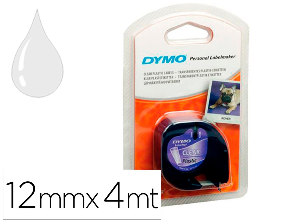 [S0721530] Cinta Dymo plastico transparente 12mmX4m Letratag