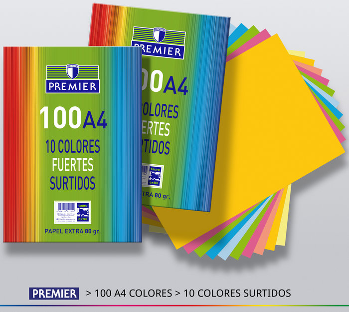 [4022/100A4] Papel A4 80g 100h 10 colores fuertes Tauro