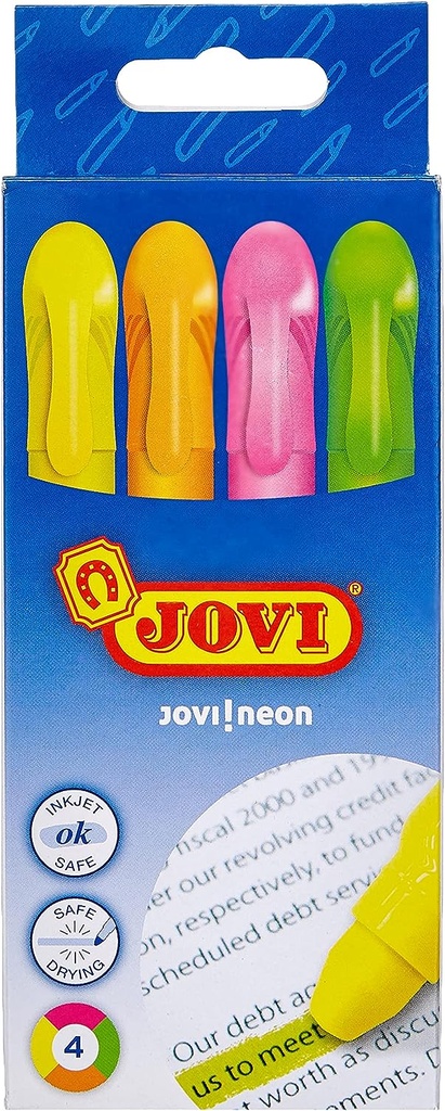 [1810] Marcador ceras gel fluorescente 4uds colores surtidos Jovi