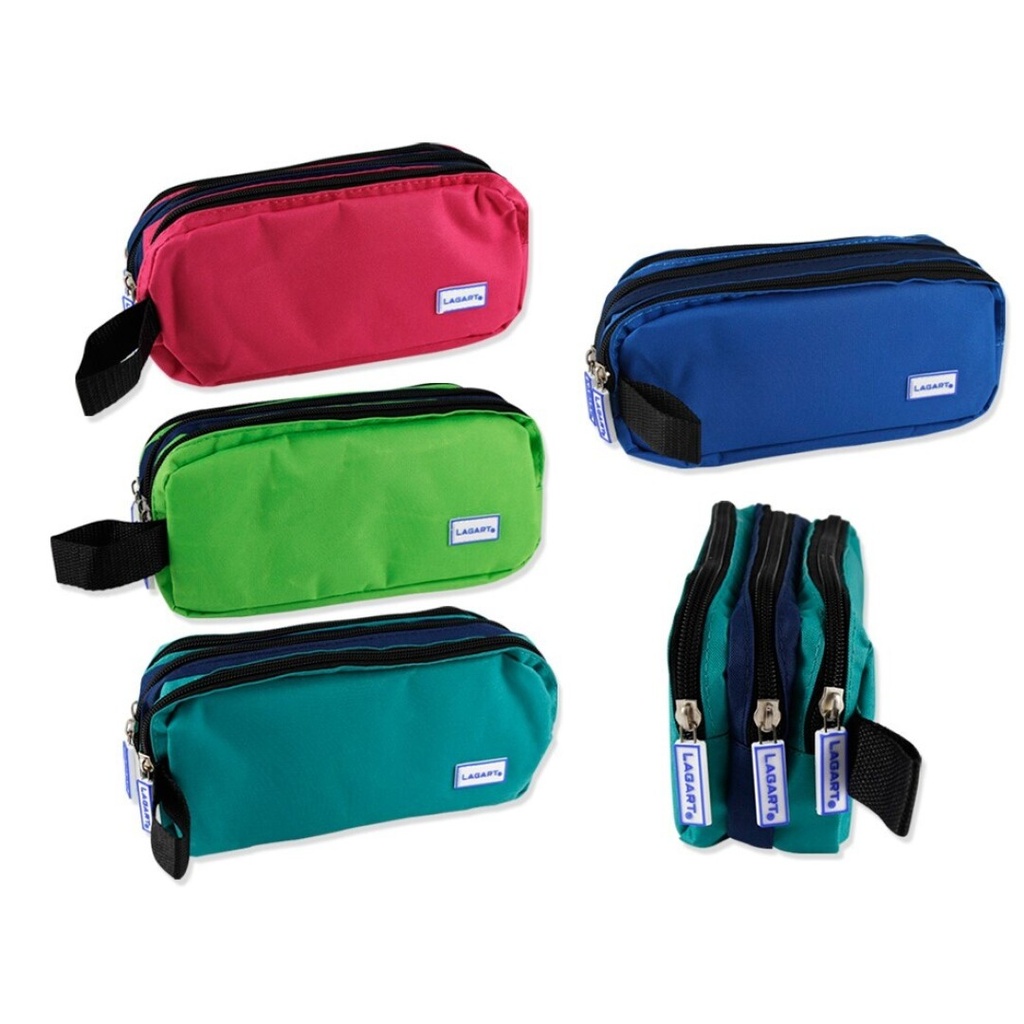 [324296] Estuche portatodo 3 cremalleras Zippy colores sutidos  c/asa Lagart