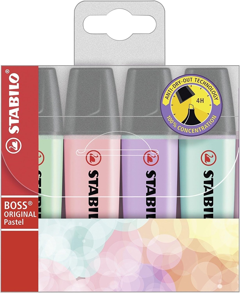 [70/4-2] Marcador fluorescente Boss Stabilo Pastel 4uds surtidas