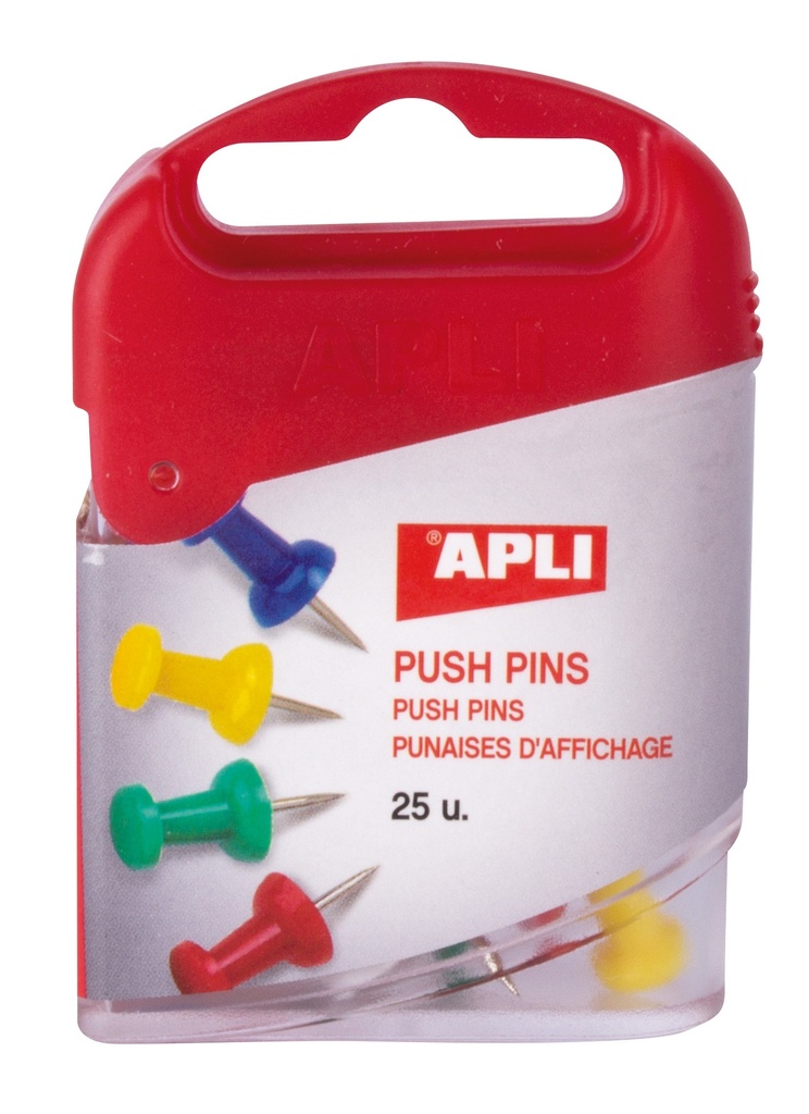 [12349] Agujas push pins colores surtidos 25uds Apli