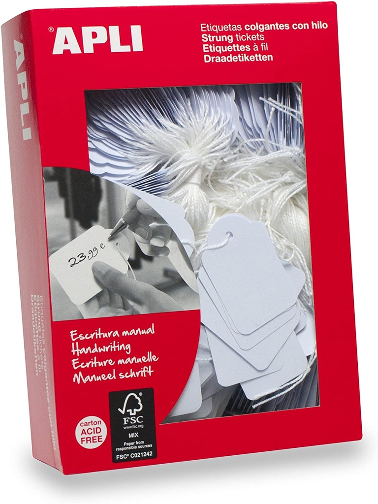 [392] Etiquetas colgantes 36x53mm blanco Apli